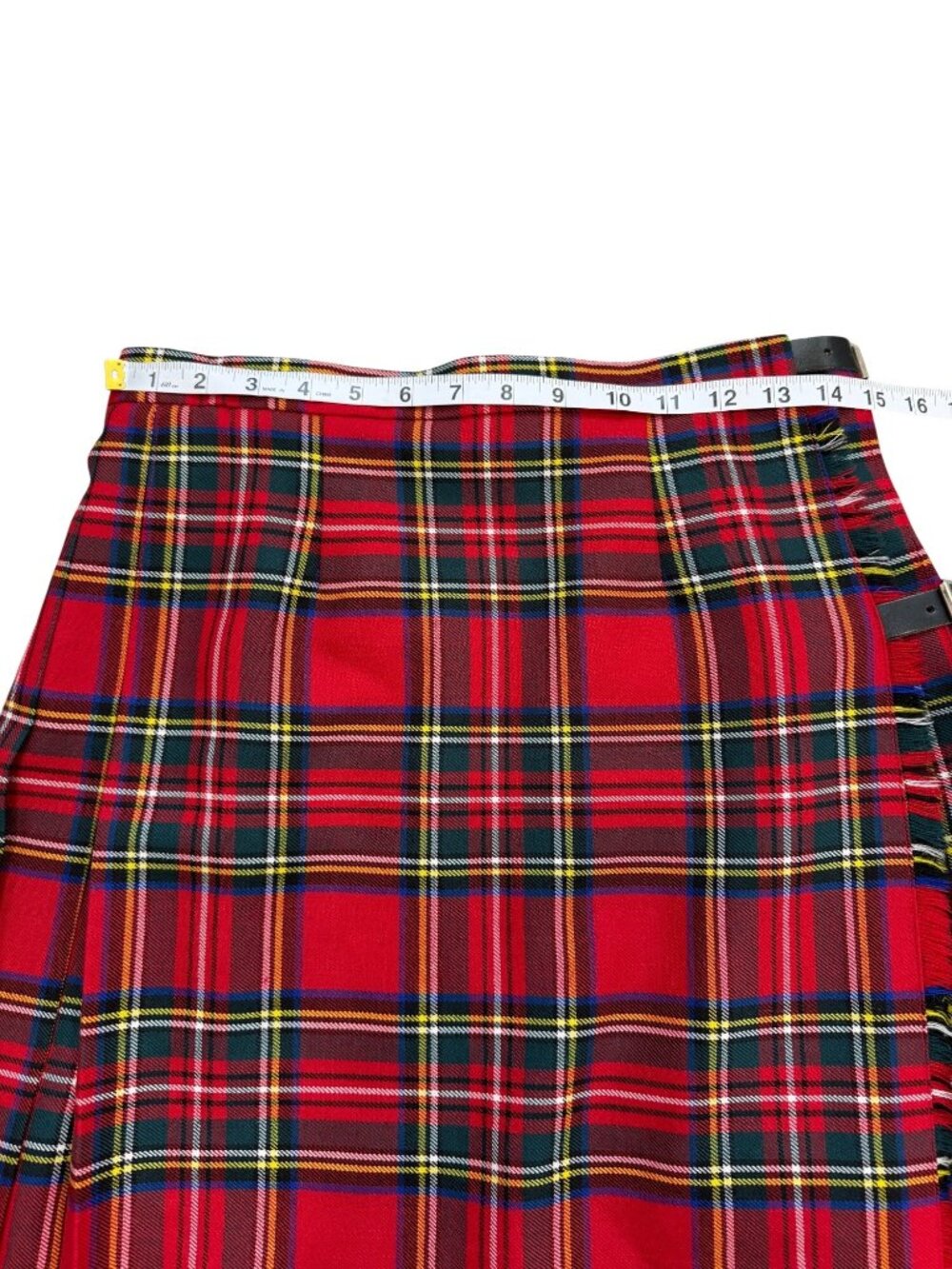 Strathmore Womens Size 14 Tartan Kilt Skirt Scotland Wool Red Plaid Pleated - Picture 4 of 5